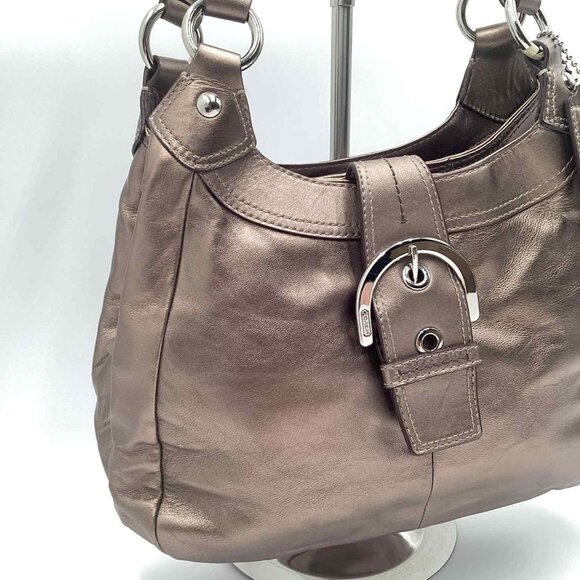 Coach Soho Lynn Metallic Bronze Leather Buckle Shoulder Bag - Picture 4 of 12